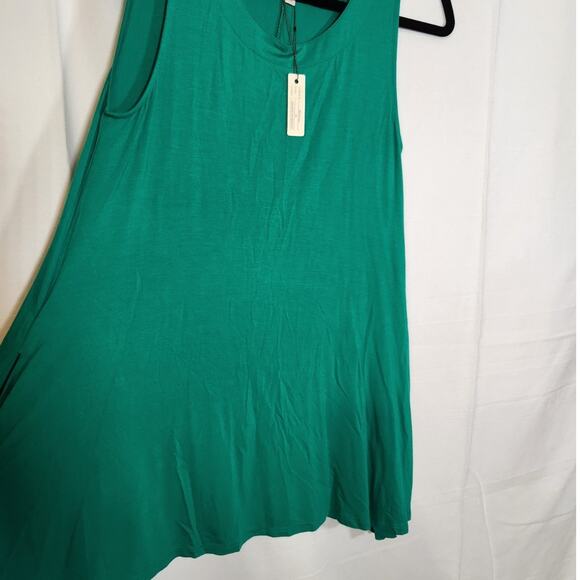 Cupio Medium $75 Green Stretch Tank A-Line Dress Trapeze Summer Goddess - Picture 2 of 8